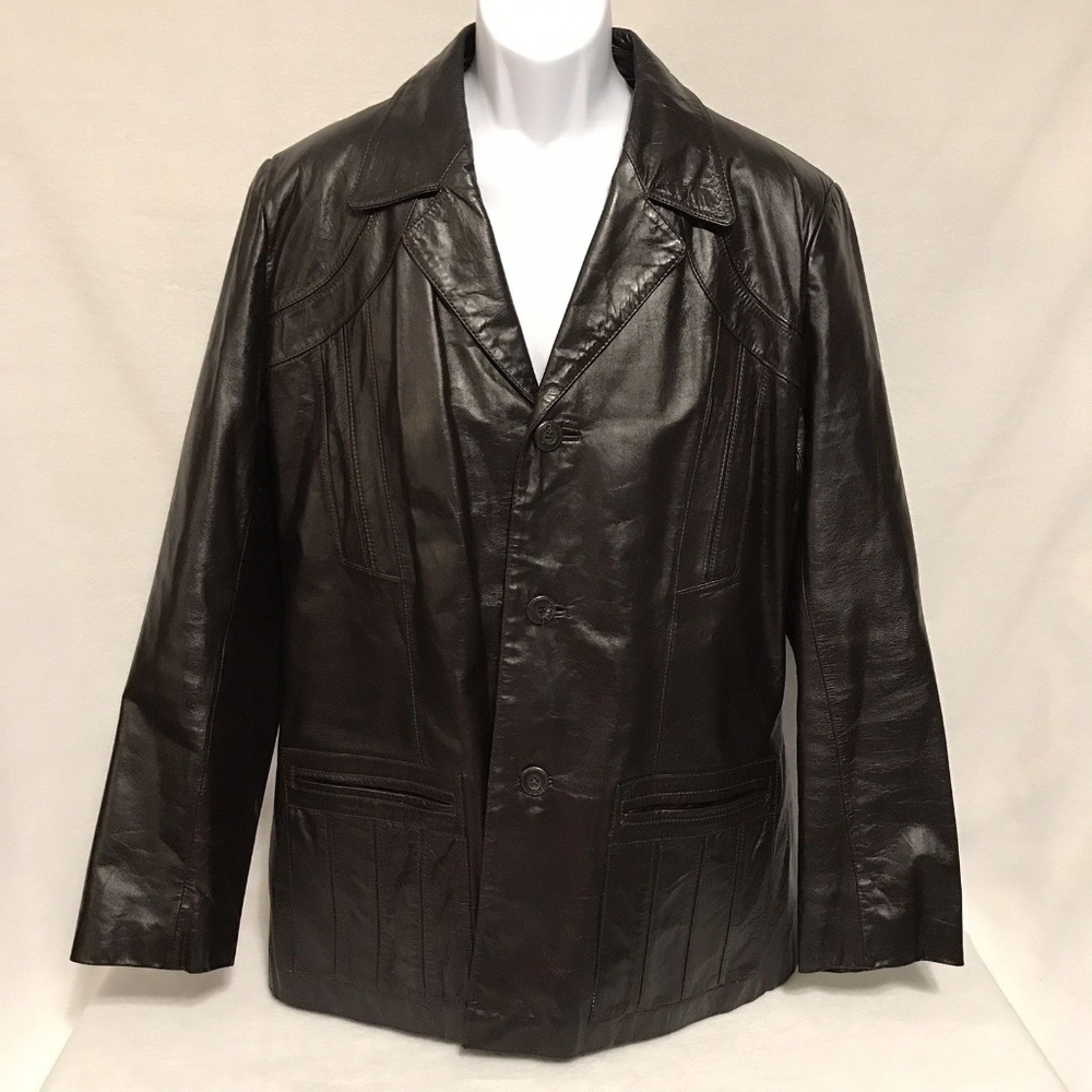 Vintage Berman's Brown Leather Coat Men's Sz 44